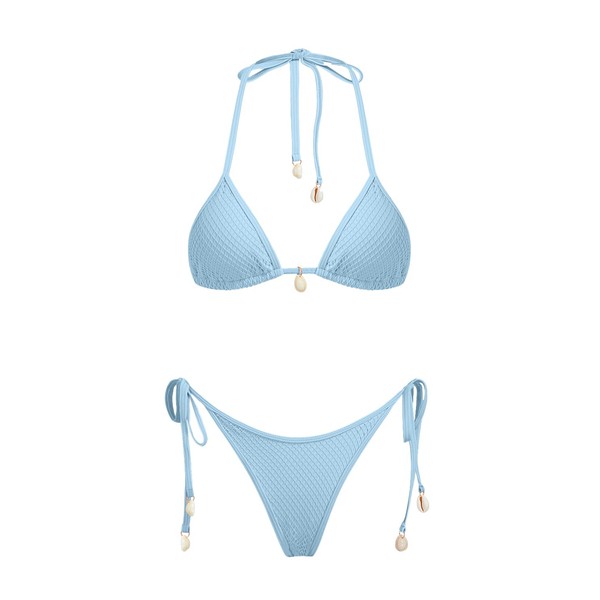 VOLAFA Women's Triangle Bikini Set Multiway Fishnet Tie Side Halter