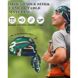 Foaincore 8 Pack Do Rag Skull Caps for Men Sweat Wicking Doo Rags Cooling Helmet Liner Cycling Motorcycle Bandana (Bright Color,Classic Style)