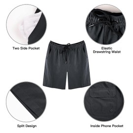 Nyicey Mens Swimming Shorts with Quick Dry Swim Trunks Bathing Suit 2 in 1 Stretch Beach Swimsuit for Surfing Sport Deep Gray