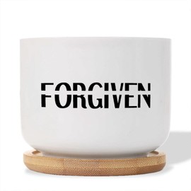 DecStic Forgiven Ceramic Planter Bible Verse Planters for Indoor Plants with Drainage Holes and Saucers Pot for Outdoor Garden Home Plant