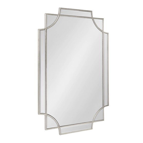 Kate and Laurel Minuette Glam Wall Mirror, 24 x 36, Silver, Elegant Traditional Home Decor with A Boho Charm