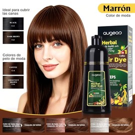 Champú de Tinte Marrón Claro 3 en 1 | Light Brown Hair Dye Shampoo para Cubrir Canas al Instante | Cobertura 100% con Ingredientes Herbales Sin Amonia