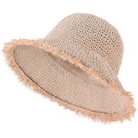 EINSKEY Women's Straw Bucket Hat - UV Protection Lightweight Packable Sun Hat for Outdoor Beach Travel Hiking Beige