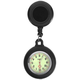 Luminous Badge Reel Pocket Watch Pocket Hanging Watch for Students Black Design with Smiling Face Pattern Accurate Timekeeping Lightweight