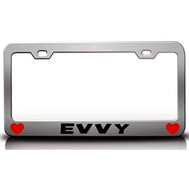 Custom Brother - Evvy w/Hearts Metal Car SUV Truck License Plate Frame Ch z6