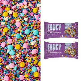 Fancy Sprinkles Birthday Baking Confetti Sprinkles and Chocolate Pieces, Crunchy Jimmies, Chocolate Gems, Candy-Coated Chocolatey Morsels, Star Confetti Pieces, And White Morsels 8 oz Bag (2 Pack)