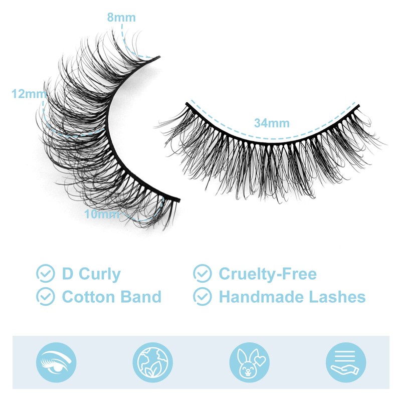 DYSILK Mink Eyelashes Strip Lashes - D Curl Lashes 10