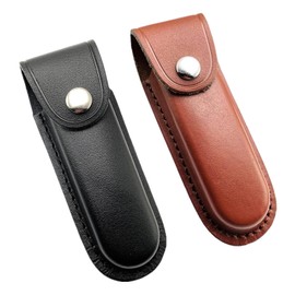2Pcs Pocket Knife Sheath Leather Folding Knife Holster Belt Pouch for 4"/5" Folding Pocket Knife Outdoor Camping EDC (Large)