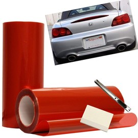 12 by 48 Inches Self Adhesive Headlight, Tail Lights, Fog Lights Tint Vinyl Film with Tools (Red)