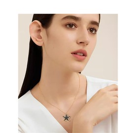 Dreuyet Starfish Necklaces for Women Dainty Alloy Enamel Ocean Starfish Pendant Necklaces Cute Tiny Summer Beach Necklace Jewelry Gifts for Best Friend (black)