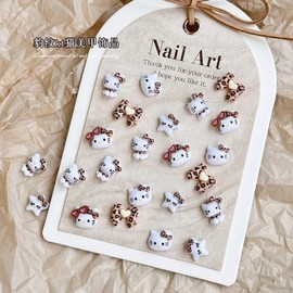 [Overseas] Kitty Nail Plate New Leopard Pattern Kt Cat Nail Art Accessory Cute Cartoon Cat Bow leopard-print Kt cat 30ea