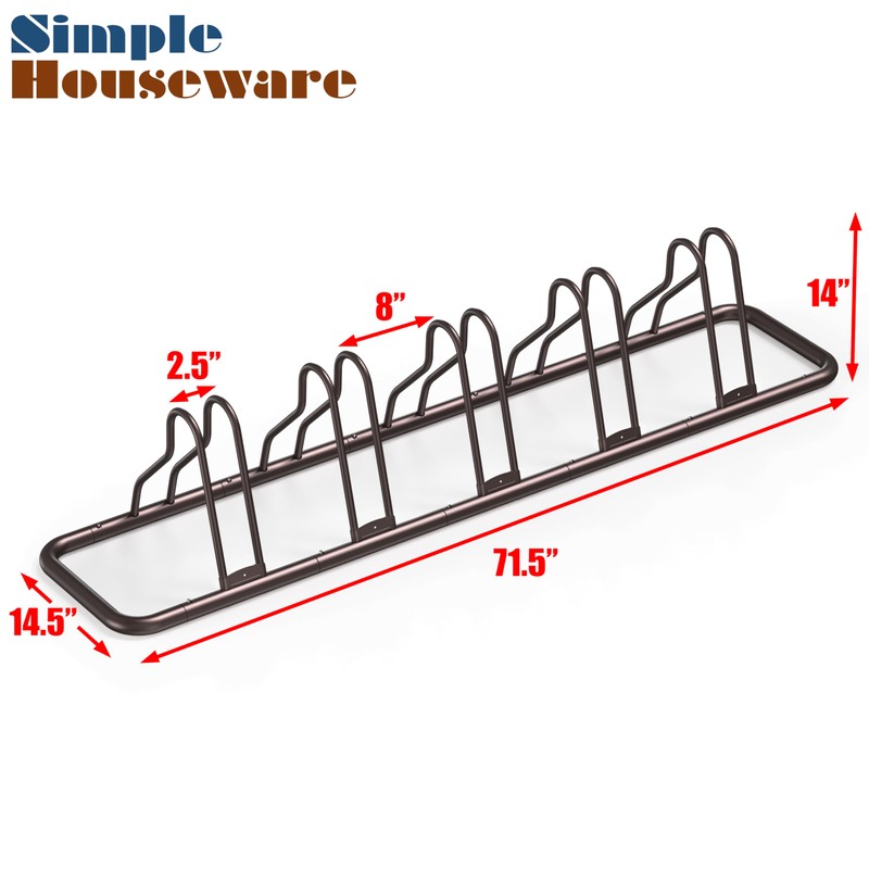 SIMPLE HOUSEWARE 5 Bike Bicycle Floor Parking Adjustable Storage Stand,