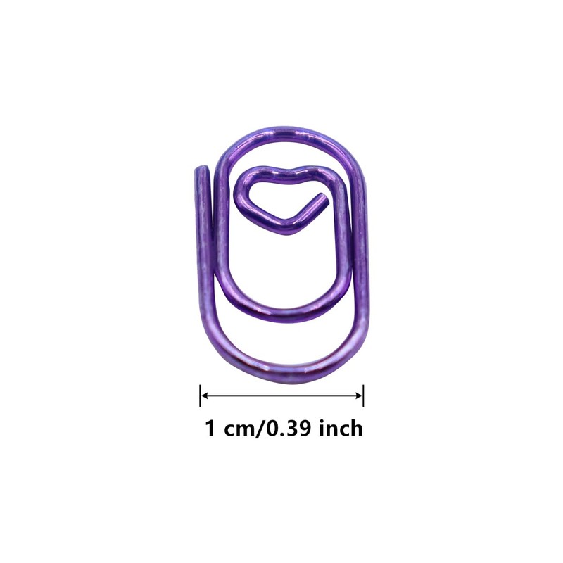 Durlo 150 Pcs Heart Shaped Metal Purple Paper Clips Bookmark