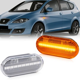 OZ-LAMPE 2Pcs LED Turn Signal Light, Side Indicator for Fiesta C-Max Focus Fusion Galaxy Bora Golf Jetta Passat Polo Sharan Vento Ibiza Leon Citigo Felicia, SMD 2835 Amber Side Marker, CLear Lens