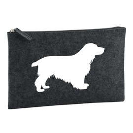 Huuraa Kulturbeutel English Cocker Spaniel Silhouette Geschenk 1 Liter Charcoal Filz English Cocker Spaniel Geschenkidee