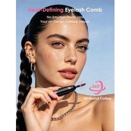 Heated Eyelash Curler, EB-02 Electric Eyelash Brush with Fast Heating 2 Temperature and 8 Seconds Mini Eyelash Curler with Mascara Design for Natural Motion for Beginners and