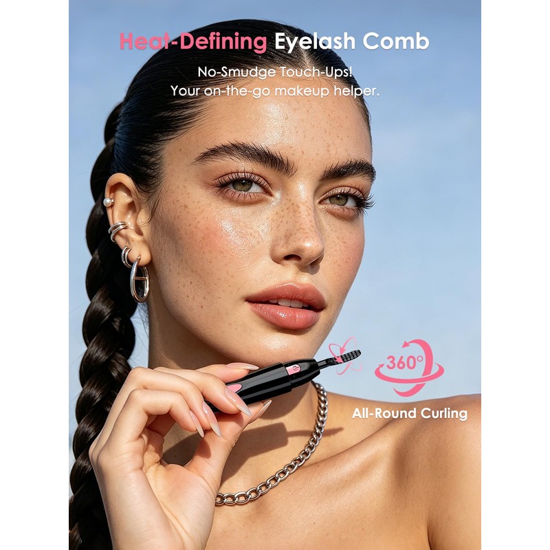 Heated Eyelash Curler, EB-02 Electric Eyelash Brush with Fast Heating