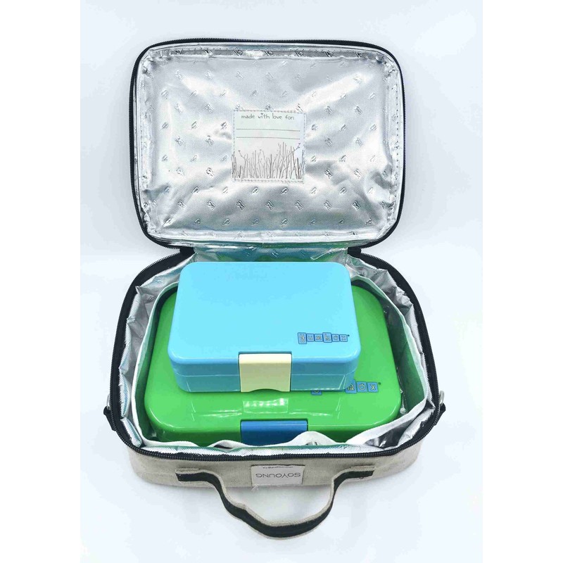 SoYoung - Raw Linen Insulated Lunch Box - Robot Playdate