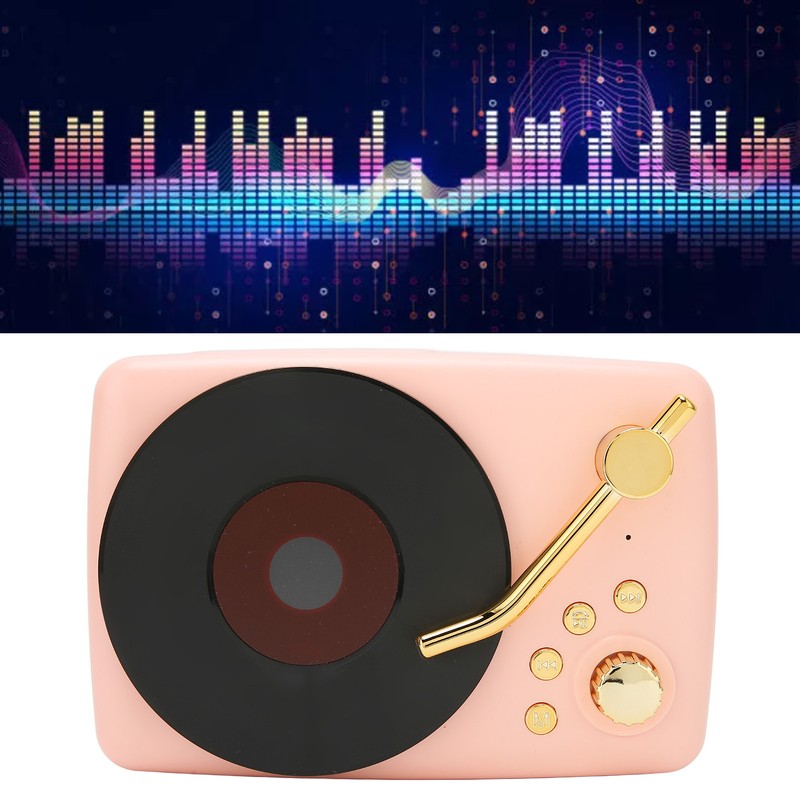 Bluetooth Speaker Stereo USB Charging Retro Turntable Design Portable Mini