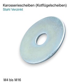 FLEXSOLUTE Karosseriescheiben Verzinkt Stahl - Kotflgelscheiben - Beilagscheiben - Unterlegscheiben (Gro?e: M8 [8,7 I? x 35 A? x 1,25] Menge: 10 St.)