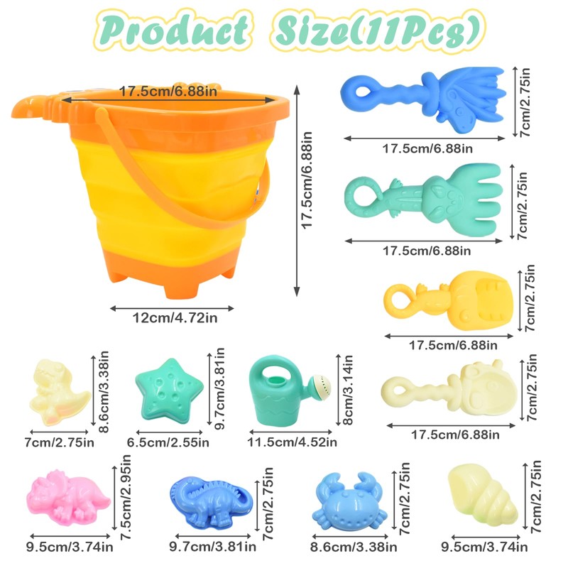 AolKee 12 Stück strandspielzeug Kinder, sandspielzeug Faltbarer Eimer Strand, wiederverwendbar,