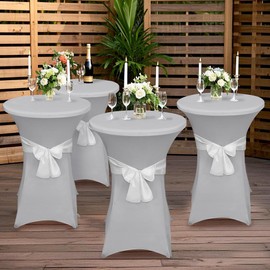 Alishomtll Set of 1 Bar Table Covers with Bow, Diameter 60 cm, Stretch Bar Table Covers, Elegant Elastic Table Cover Covers for Bistro Table, Round Bar Table, Banquet, Wedding (Diameter 60 x 110 cm