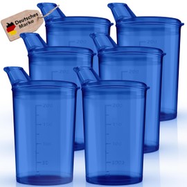 Sippy Cups with Lids 250 ml Sippy Cups for Seniors Blue Set of 6 Cups with 6 x Lids Opening 12 x 10 mm Drinking Cup with Lid Drinking Cup Baby (Blue)