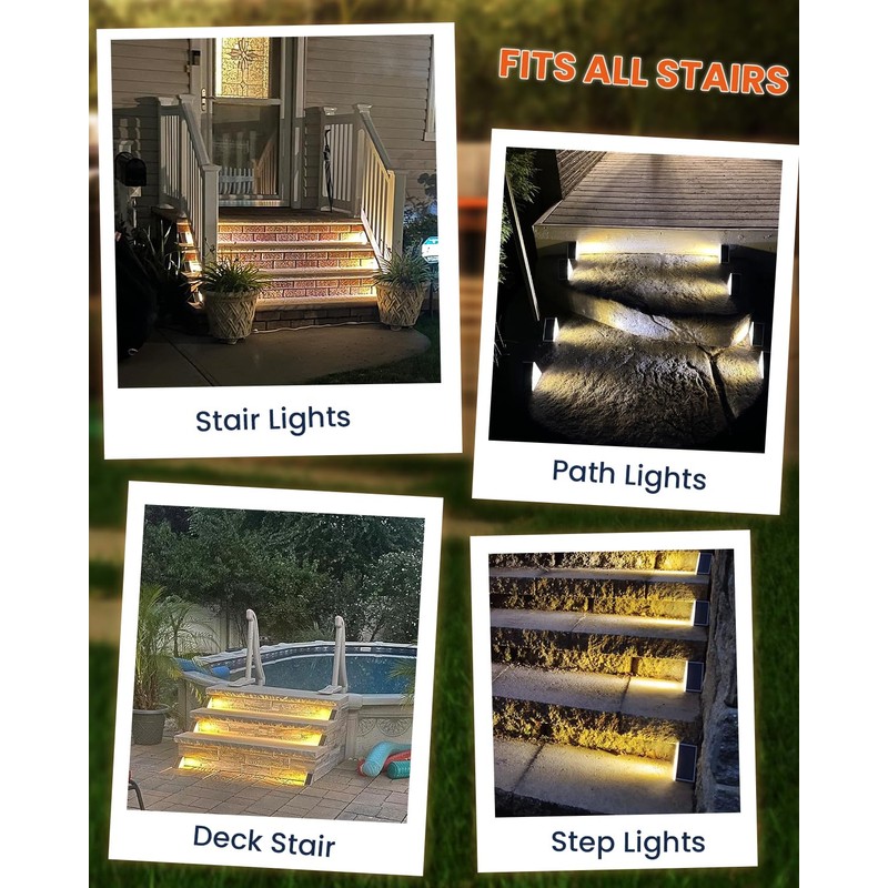 BSTOT Solar Powered Step Lights for Outside Waterproof Led, Deck