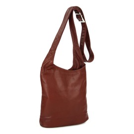 Belli Cross Bag Classic Italian Shoulder Bag Women's Leather Handbag Cross Over Bag - 24 x 28 x 8 cm (W x H x D), Chestnut brown