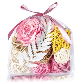 Qingbei Rina Spring Decorative Balls for Bowls, Assorted Vase Filler for Centerpieces, Pink Wicker Rattan Balls Decorative Orbs Woven Spheres, Bowl Fillers for Valentine's Day Home Decor