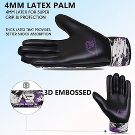 Arsh Sports Goalkeeper Gloves for Kids,Youth and Adult Football Soccer Goalie Gloves with 4-mm Latex Double Wrist Protection (Black New, Size 8 Suitable for Size M-L Adult)