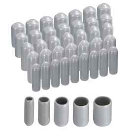 sourcing map 50pcs Round Rubber End Caps 1/8" 3/16" 1/4" 5/16" 3/8"(3mm 5mm 6mm 8mm 9.5mm) Grey Vinyl Cover Screw Thread Protectors Assortment Kit