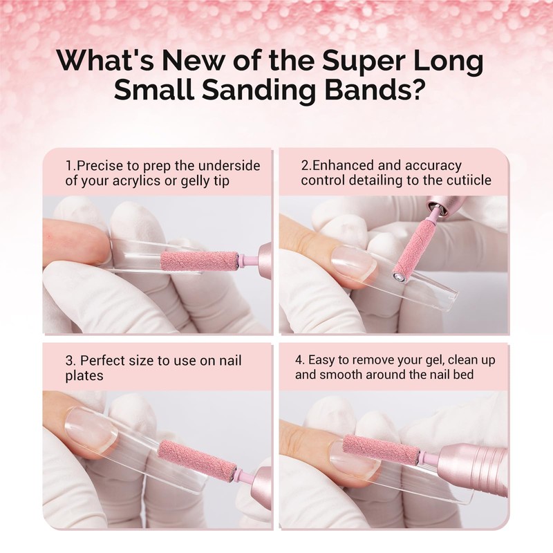 MelodySusie 50 Pcs Nail Drill Bits Super Long Small Sanding