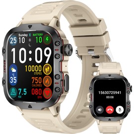 Military Smart Watch Make Answer Calls, Fitness Tracker Heart Rate Blood Pressure Sleep Monitor, Pedometer Step Counter Watch 100+ Sport Modes, IP68 Waterproof Fitness Watch for Android iOS Phones