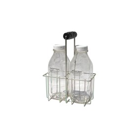 The Dairy Shoppe Wire Bottle Carrier for Libbey, StanPac, 32-34 oz bottles (32 oz Square Milk Bottles, 2 Cell Carrier)