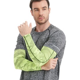 Hidizat Arm Sleeves for Men Compression Cooling Sleeve for Football baseball Volleyball UV Sun Protection Arm Cover, Camouflage Green, Large