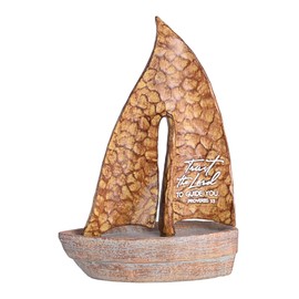 Dicksons Trust The Lord to Guide You Proverbs 3:5 Golden Brown Resin Sailboat Collectible Figurine 6.75 x 5.3 Inch