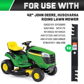 Grasscool GY20850 42 inch Mower Blades for John Deere D130 D110 D100 D125 D105 S100 E100 LA125 LA115 LA105 42'' Deck Lawn Tractor Riding Mower Replace GX22151(Toothed Mulching)