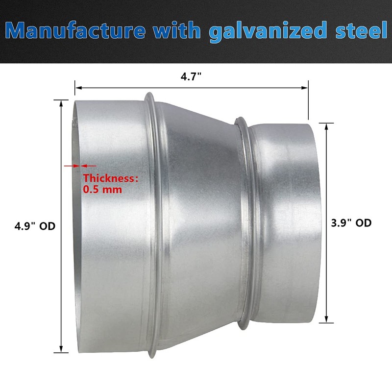 Air Duct Reducer 5" to 4", A-KARCK Round Duct Adapter