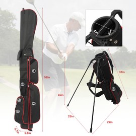 Lightweight Golf Bag, Dual Strap Golf Stand Bag with 6 Pockets, Small Golf Bag for a Few Clubs and Rain Cover Hood