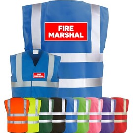 Corporate Togs FIRE MARSHAL Printed Hi-Vis Waistcoat - High Visibility Safety Vest Tabard, Fastening, Health & Safety Compliant Waistcoat | Protective Safety Wear