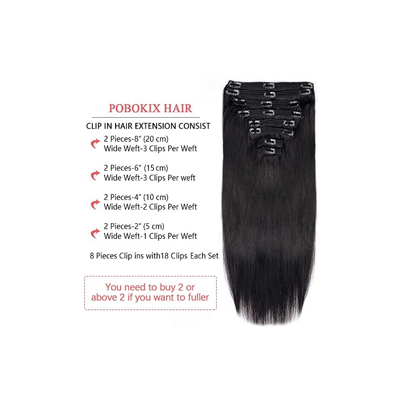 Pobokix Extensiones De Cabello Con Clip De 26 Pulgadas, Cabello