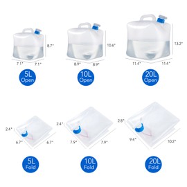 ElifeAcc BPA Free Collapsible Water Container with Spigot, Camping Water Storage Carrier Jug for Outdoors Hiking Hurricane Emergency, Foldable Portable SGS Water Canteen (1Pack-5Gallon/20L)