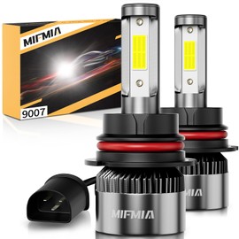 MIFMIA 9007 LED Bulbs, 40000LM 800% Brighter 6500K Cool White Backup LED Exterior Interior Lights, 9007 HB5 Bulbs Plug-N-Play IP68 Waterproof, Pack of 2, License Plate Lights