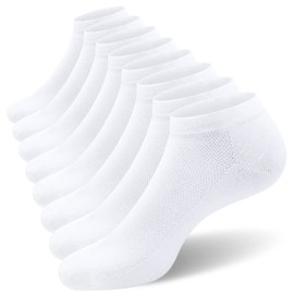 SIXDAYSOX 8 Pack Mens Ankle Socks Low Cut Comfort Casual Socks Size 13-15 Pure White