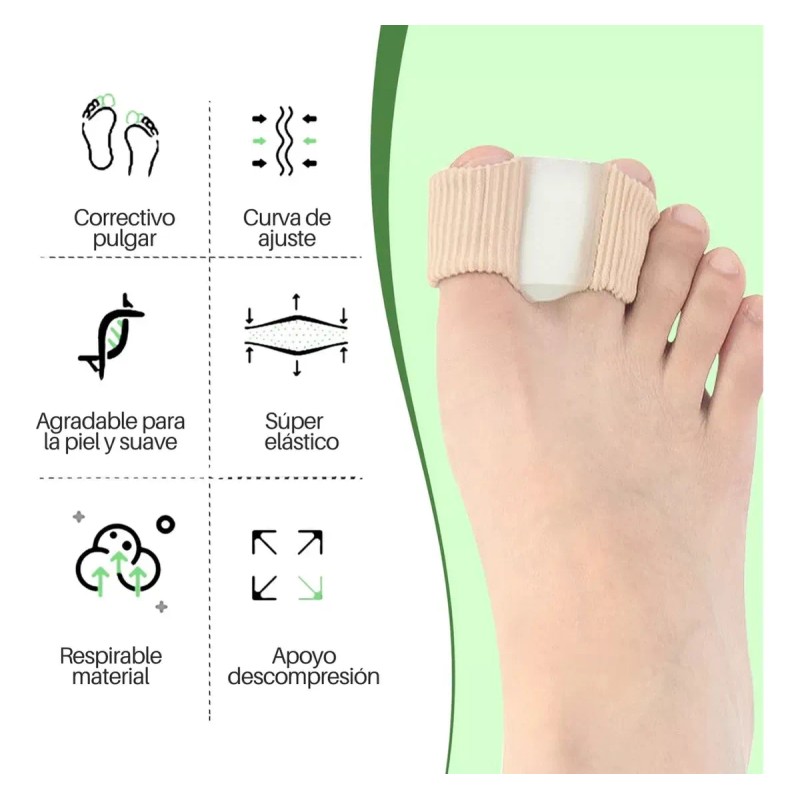 Separador Dedo Pie Forro Gel Doble Bucle Corrector Juanete Marrón