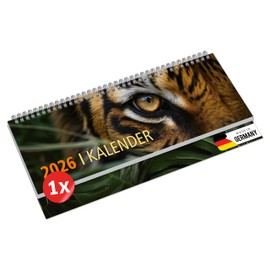 PRIMUS PRINT Desk Calendar 2026 Landscape Weekly Calendar - 64 Pages Appointment Calendar and Annual Calendar - 297 x 130 mm - 75 g Natural Paper, Wire Comb Binding, Holidays and School Holidays