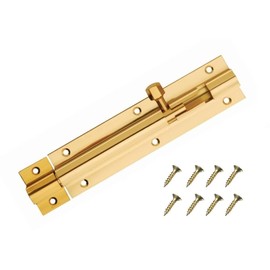 TERF Door Bolt Polished Brass Barrel Slide Lock 150mm [6''] Latch with Screws Ideal for Internal and External Doors Locks Bedroom Bathroom Toilet Shed Gate Cupboards Cabinets - 150mm, Gold