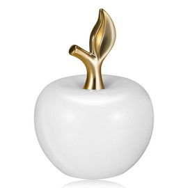 TOVINANNA Ceramic Apple Ornament Realistic Small Fruit Model Sculpture 5.90X4.52X4.52In Decorative Desktop Decor for Home Office Wedding Photography Prop