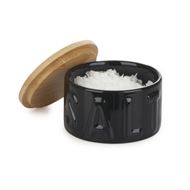 balvi Salt Container for Salt Flakes Colour Black Salt Shaker with Lid for Kitchen Ceramic/Bamboo